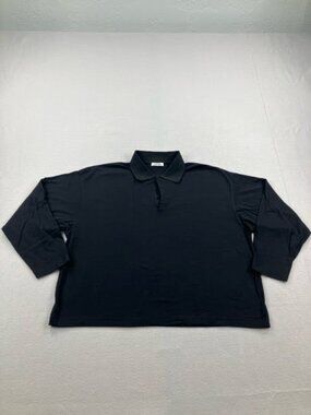 THE ROW Shirt Womens Oversized Black Polo Top Pullover Long Sleeve Knit Popover